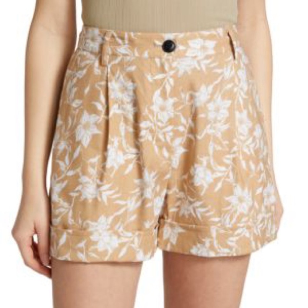 Rag & Bone Ivy Printed Floral Linen Shorts Luau Hawaiian Beach Vacation Summer